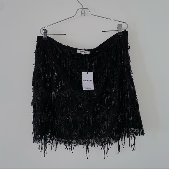 Showpo. Khrizza Sequin Diamond Mesh Black Costume/Party Mini Skirt size 14 - Picture 7 of 11